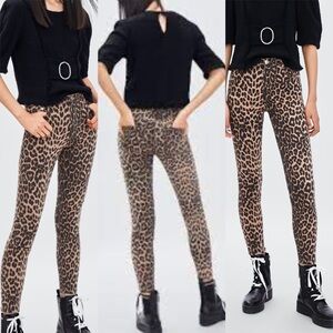 Zara Leopard Print Skinny Jeans